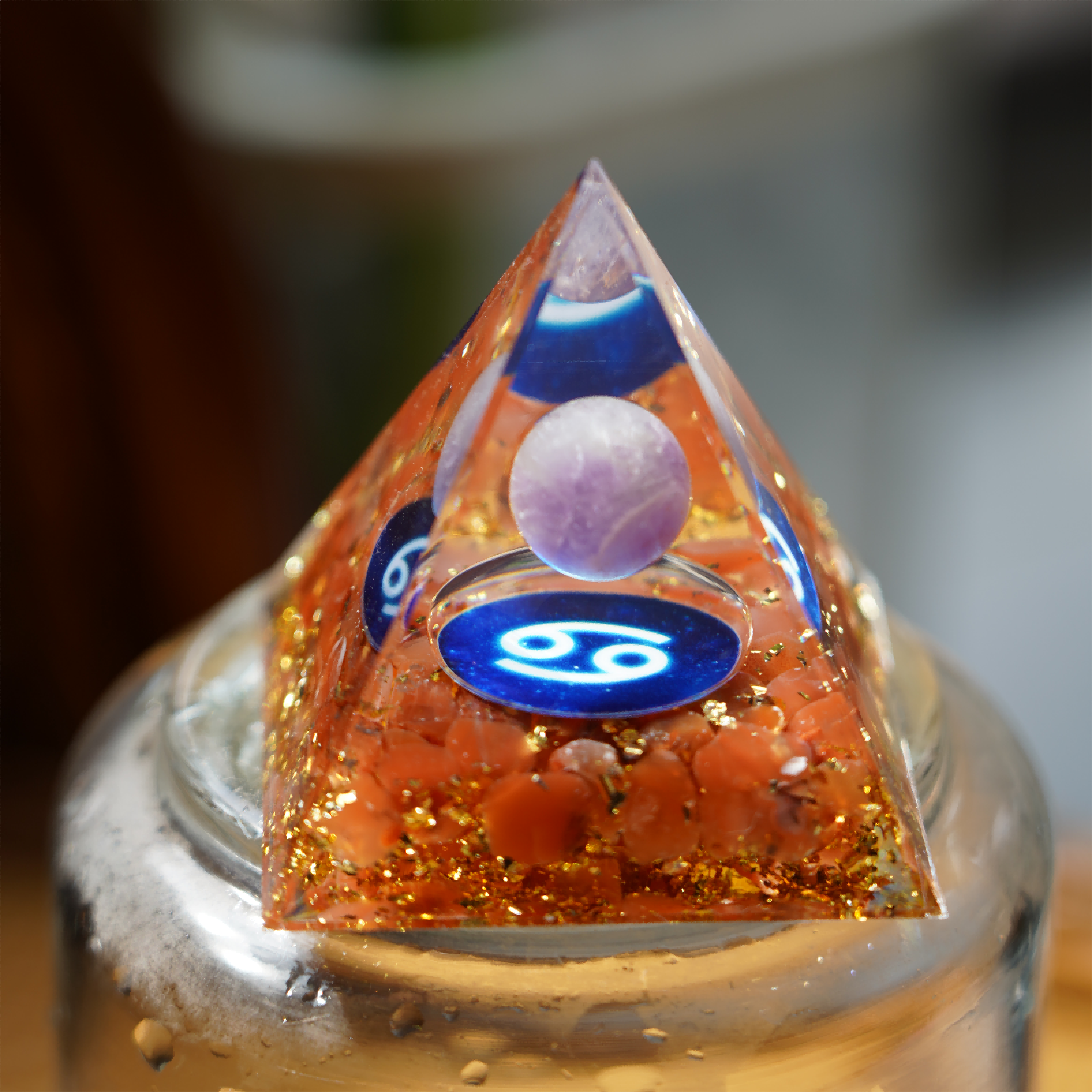 6cm Zodiac Orgone Resin Crystal Chips Healing Pyramid for Energy
