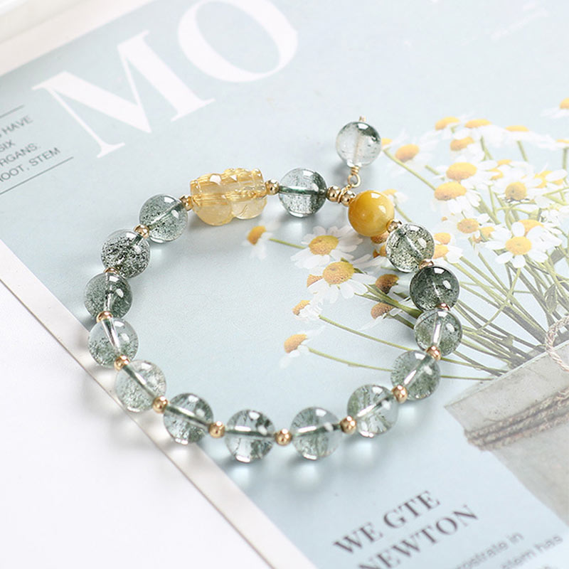 8mm Green Phantom Citrine PiXiu Confidence Bracelet