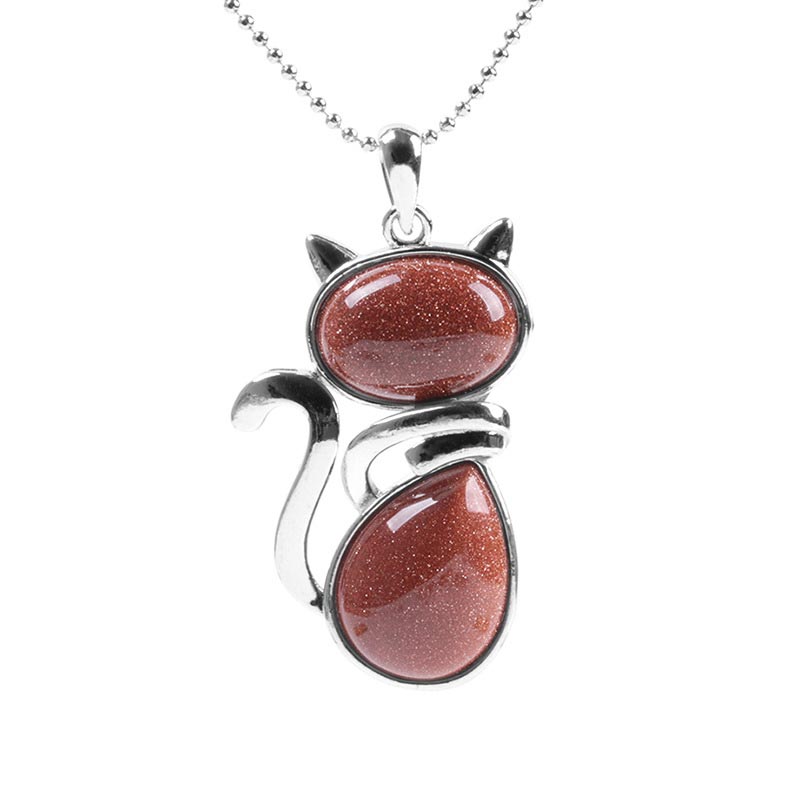 Green Aventurine Crystal Necklace | Protection Cat Pendant