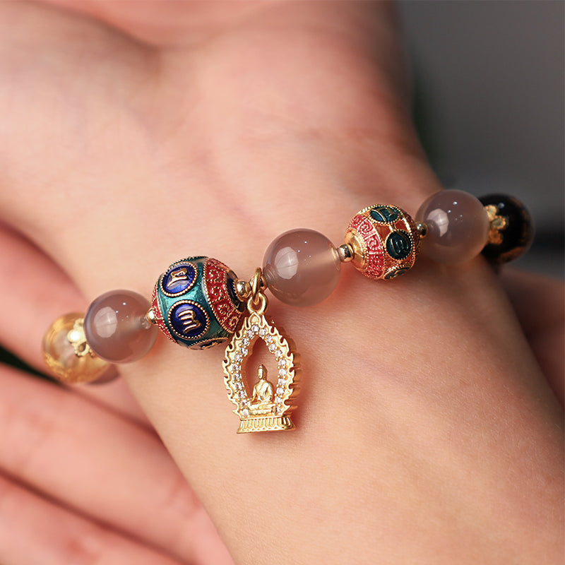 10 mm graues Achat-Armband mit Fokus auf Positivität