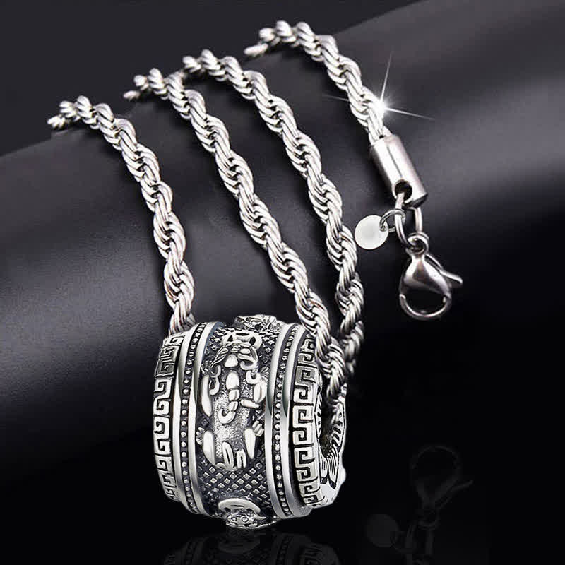 Copper Pixiu Luck Wealth Rotatable Necklace Pendant