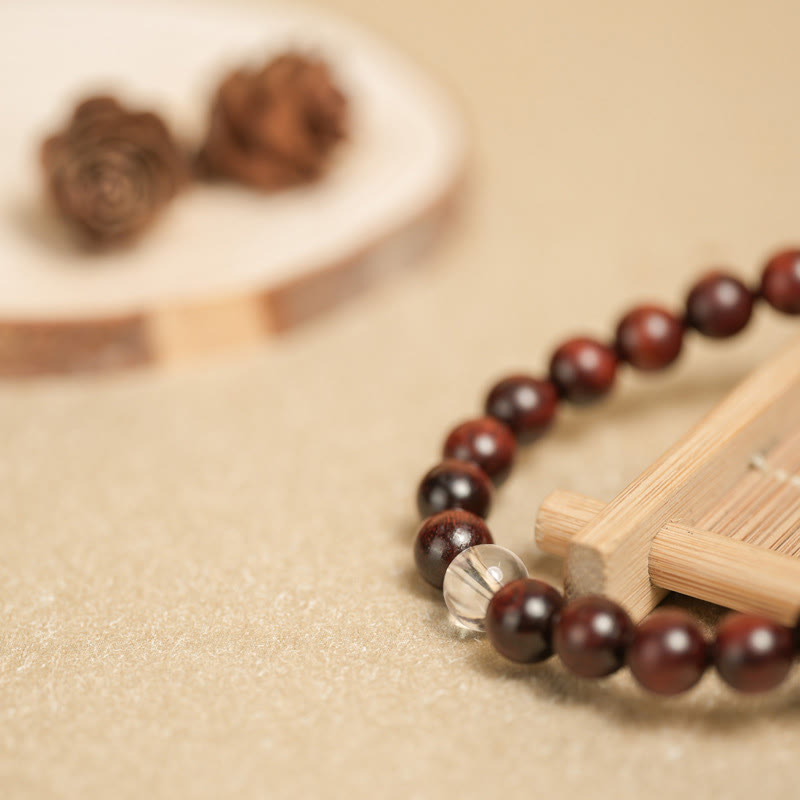 Small Leaf Red Sandalwood Protection Bracelet 14-16cm