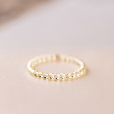 Natürlicher Citrin-Goldring Wohlstand &amp; Glück 14 Karat vergoldet