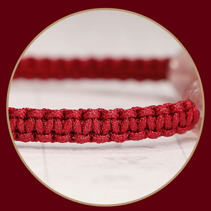 Strawberry Quartz Love Bracelet with Red String Protection