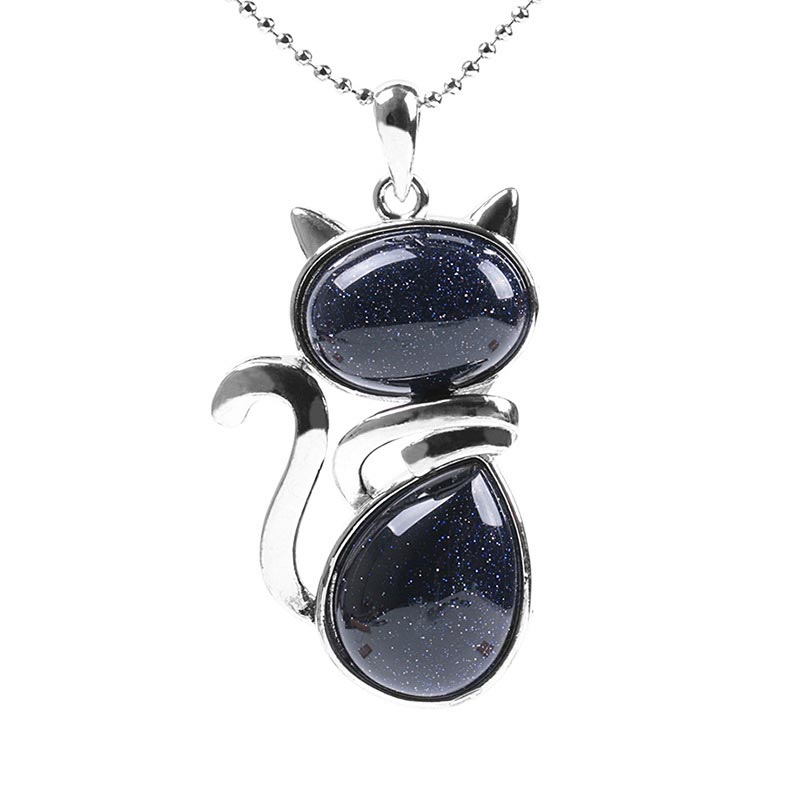Green Aventurine Crystal Necklace | Protection Cat Pendant