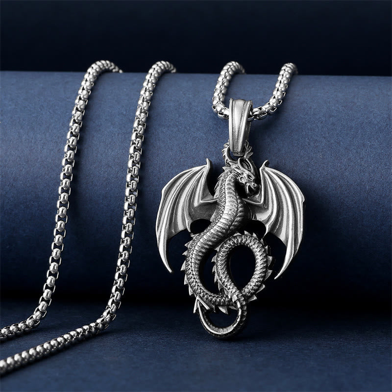 Pure Tin Dragon Necklace Pendant | Luck & Success Symbol