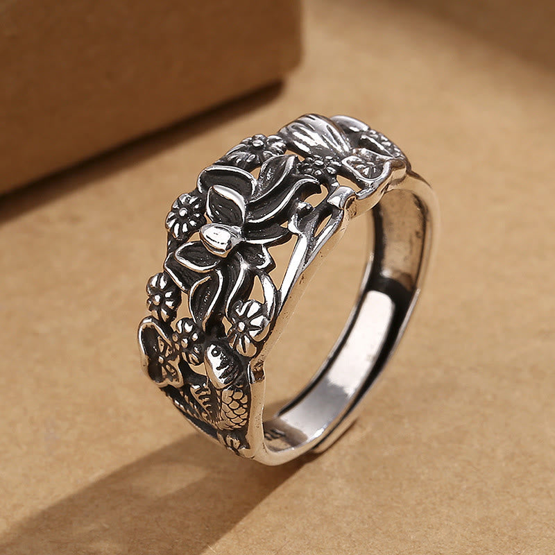 Copper Lotus Koi Fish Enlightenment Ring 11mm Unisex