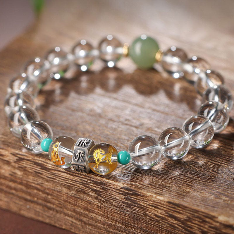 10 mm Hetian Jade Chinesisches Sternzeichen Heilarmband