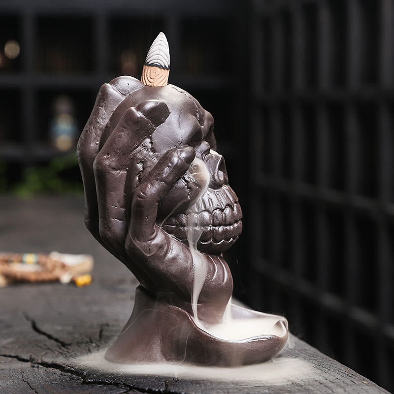 Halloween Skull Purple Clay Spiritual Incense Burner