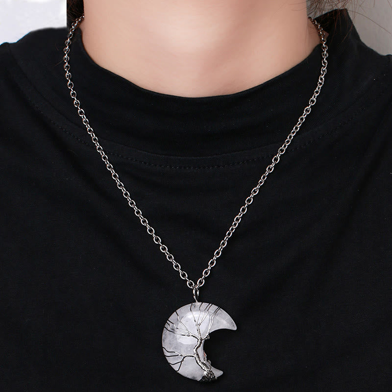 Natural Quartz Tree of Life Necklace for Healing & Balance