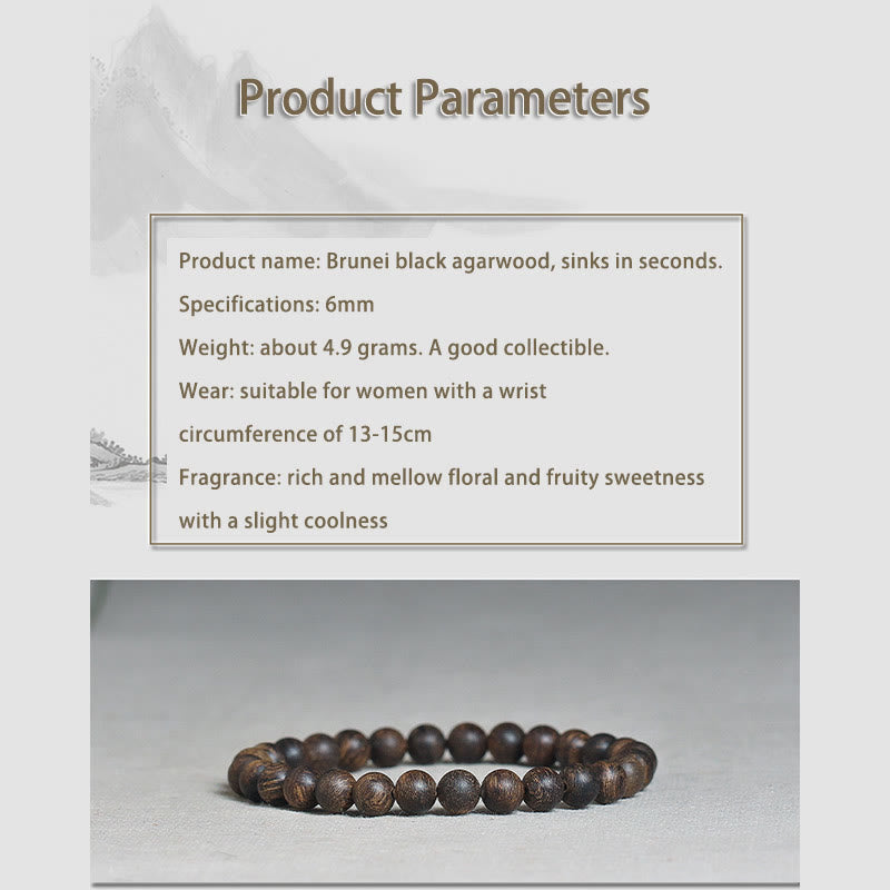 6 mm Adlerholz-Armband mit Friedensstärke für Meditation und Gleichgewicht