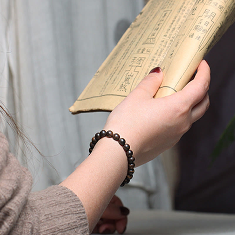 6 mm Adlerholz-Armband mit Friedensstärke für Meditation und Gleichgewicht