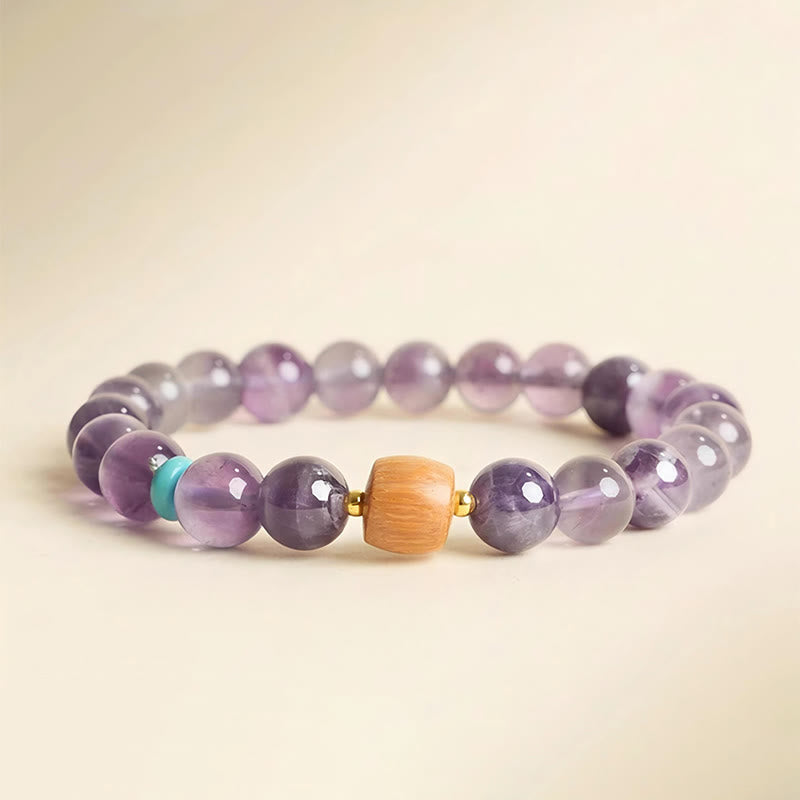 6mm Amethyst Perlenarmband für Damen mit Holz - Peace