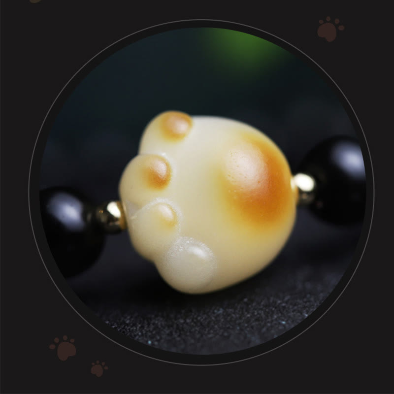 6 mm schwarzes Obsidian-Glücksarmband