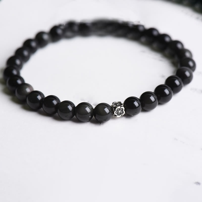 6 mm schwarzes Obsidian-Reinigungsarmband