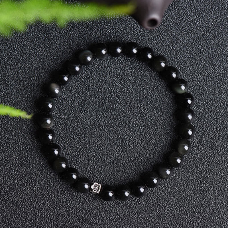 6 mm schwarzes Obsidian-Reinigungsarmband