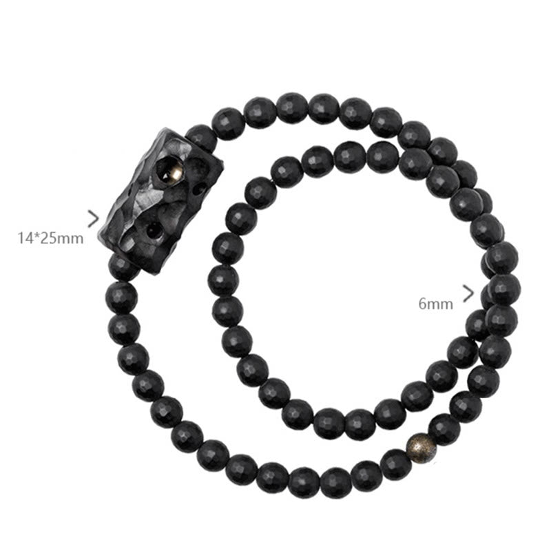 6 mm schwarzes Onyx-Ebenholz-Schutzarmband mit doppelter Wicklung