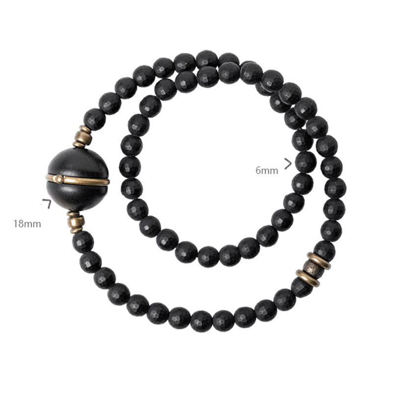 6 mm schwarzes Onyx-Ebenholz-Schutzarmband mit doppelter Wicklung