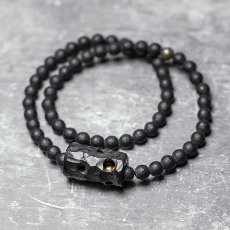6 mm schwarzes Onyx-Ebenholz-Schutzarmband mit doppelter Wicklung