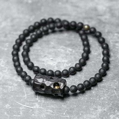 6 mm schwarzes Onyx-Ebenholz-Schutzarmband mit doppelter Wicklung