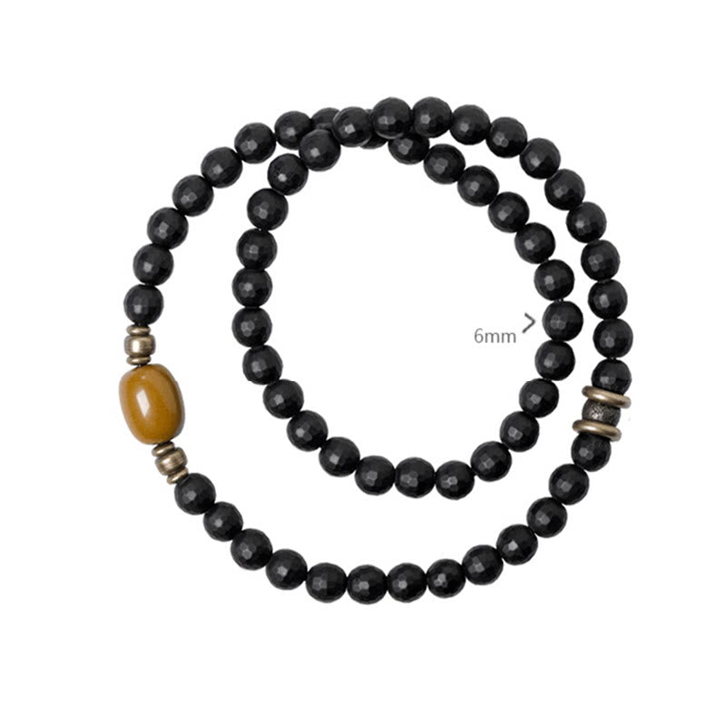 6 mm schwarzes Onyx-Topas-Schutzarmband mit doppelter Wicklung