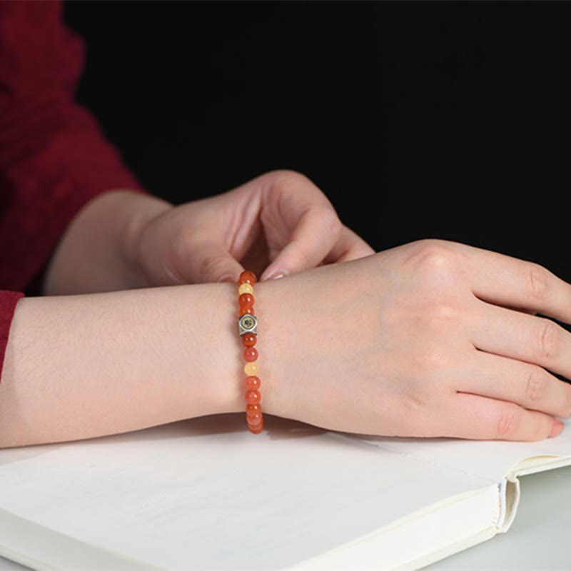 6 mm großes Armband zur Selbstakzeptanz mit chinesischem Tierkreiszeichen und rotem Achat