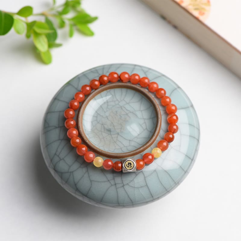 6 mm großes Armband zur Selbstakzeptanz mit chinesischem Tierkreiszeichen und rotem Achat