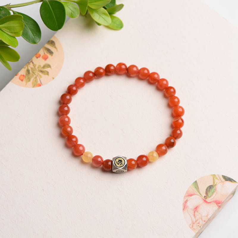6 mm großes Armband zur Selbstakzeptanz mit chinesischem Tierkreiszeichen und rotem Achat