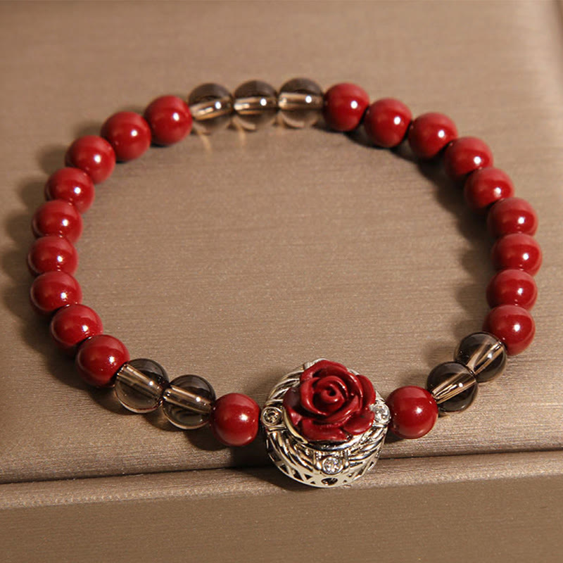 6 mm Cinnabar Calm Armband mit roten Muschelperlen