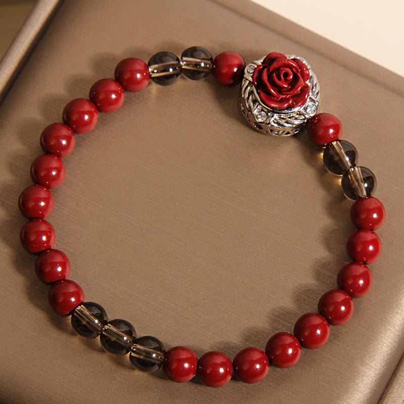 6 mm Cinnabar Calm Armband mit roten Muschelperlen
