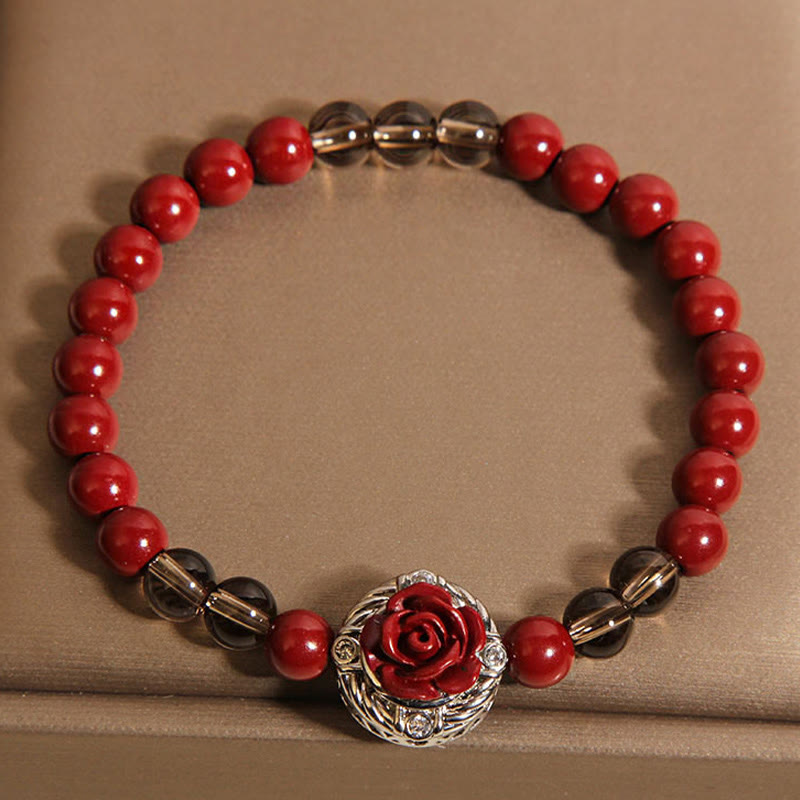 6 mm Cinnabar Calm Armband mit roten Muschelperlen