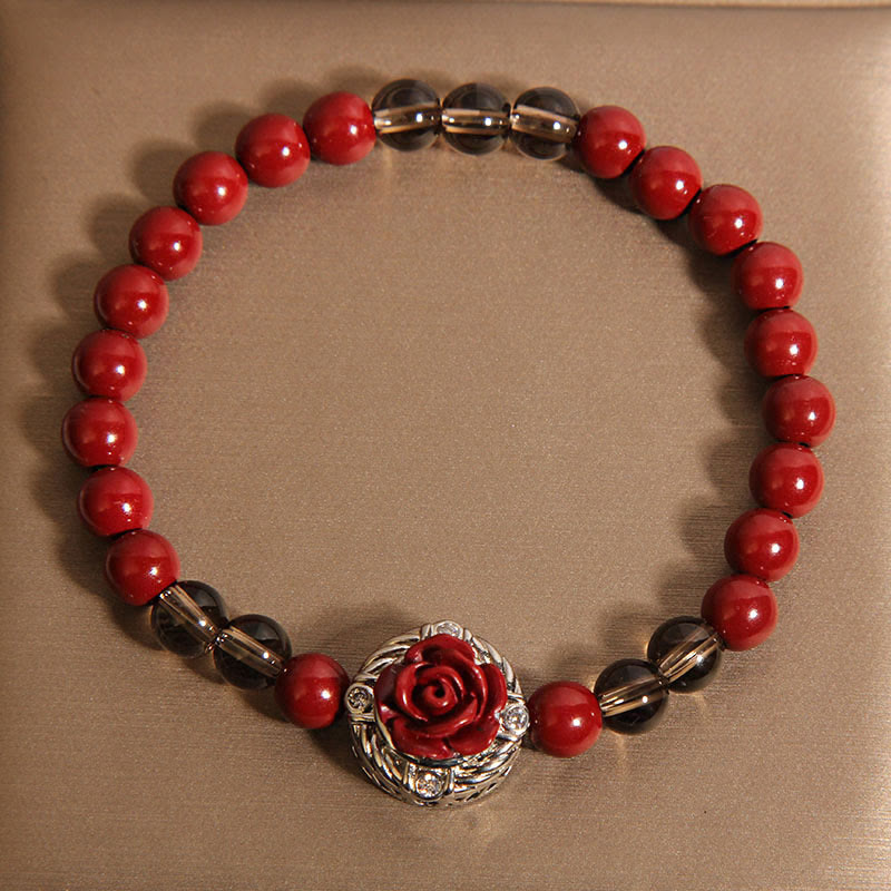 6 mm Cinnabar Calm Armband mit roten Muschelperlen