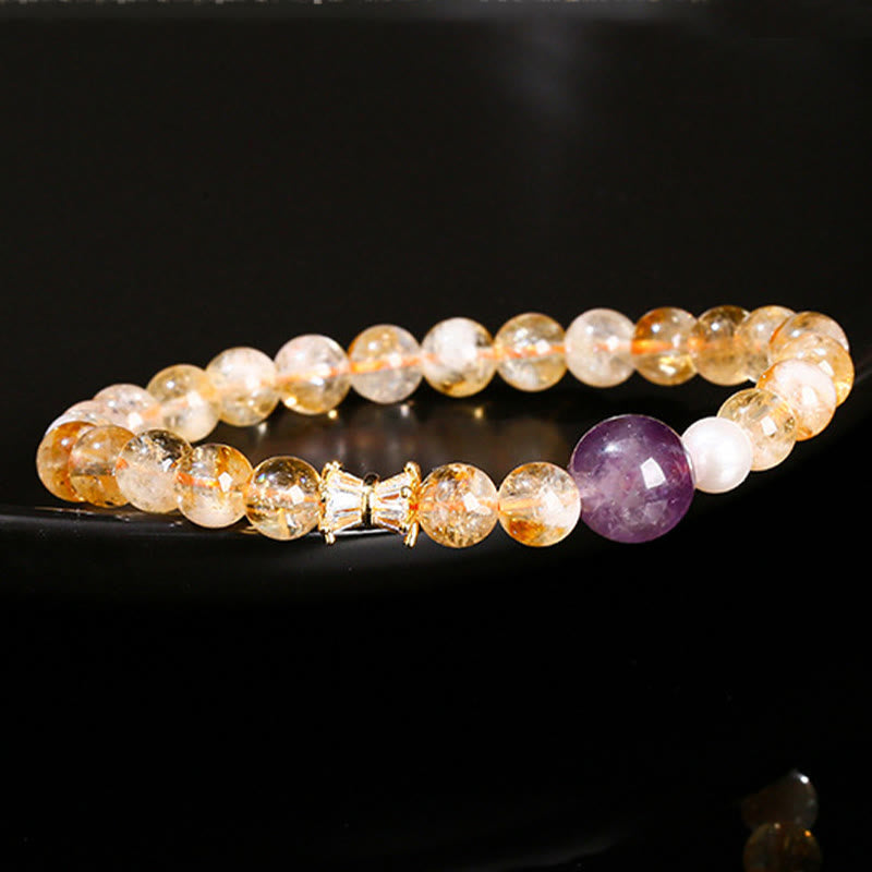 6 mm Citrin-Amethyst-Wohlstandsarmband für Damen
