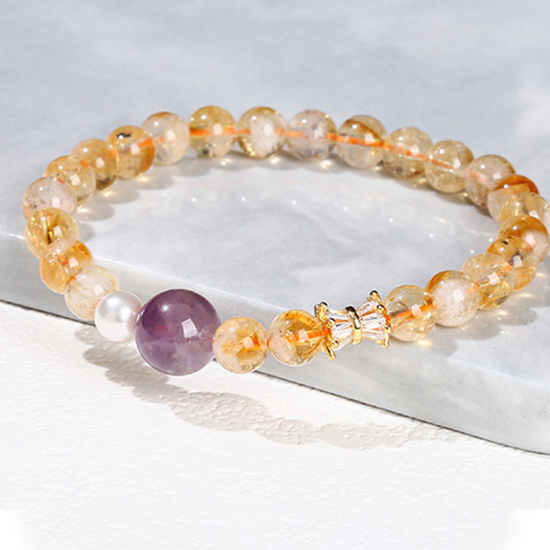 6 mm Citrin-Amethyst-Wohlstandsarmband für Damen