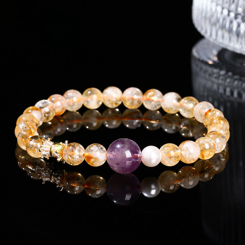 6 mm Citrin-Amethyst-Wohlstandsarmband für Damen