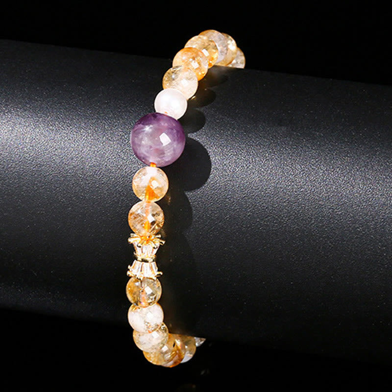 6 mm Citrin-Amethyst-Wohlstandsarmband für Damen