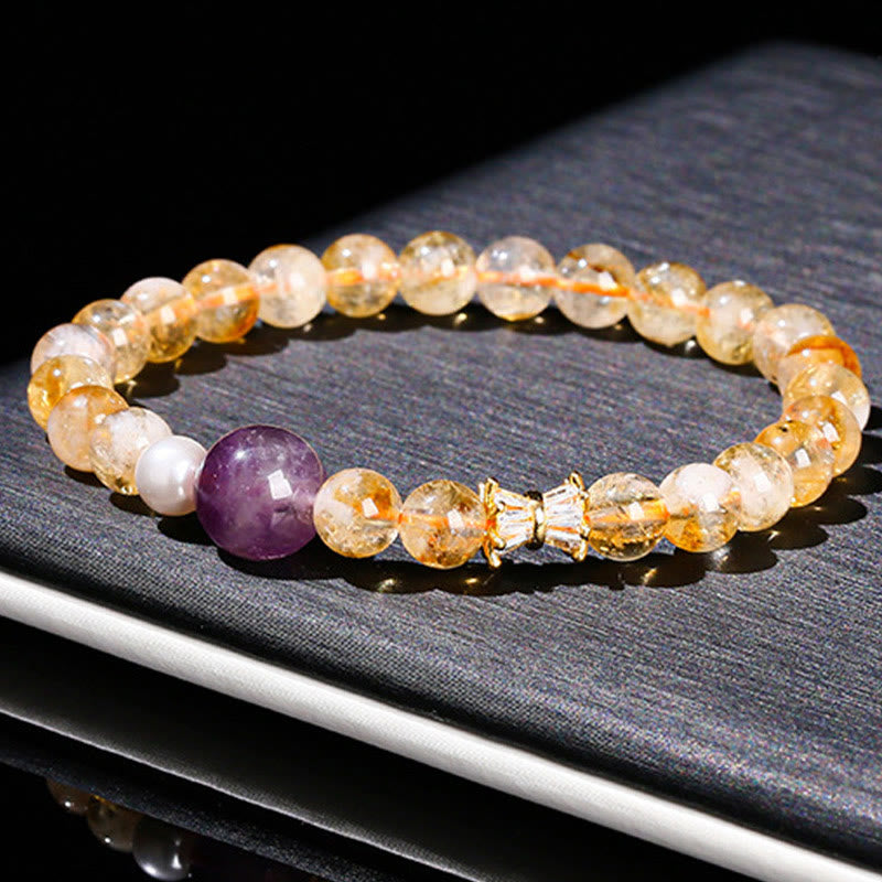 6 mm Citrin-Amethyst-Wohlstandsarmband für Damen