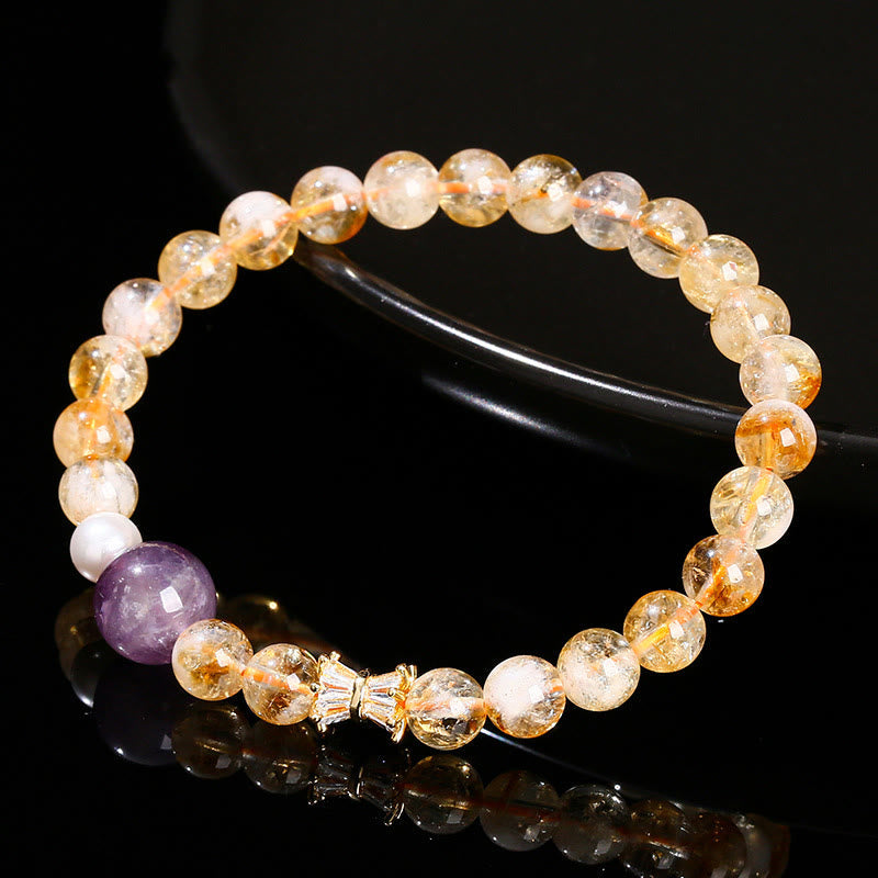 6 mm Citrin-Amethyst-Wohlstandsarmband für Damen