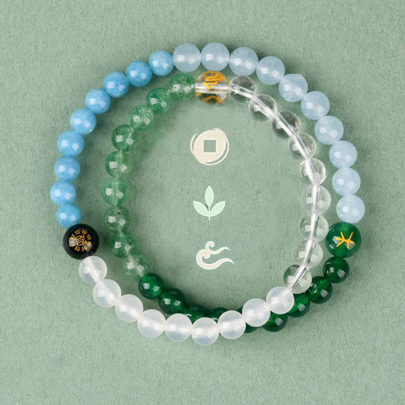 6 mm Weisheitsarmband aus Fünf-Elemente-Kristallachat