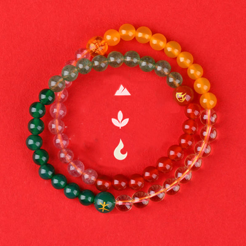 6 mm Weisheitsarmband aus Fünf-Elemente-Kristallachat