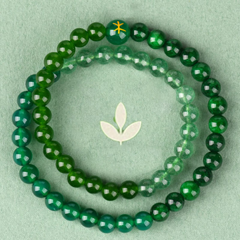 6 mm Fünf-Elemente-Glücksarmband aus weißem Achat für spirituelles Gleichgewicht