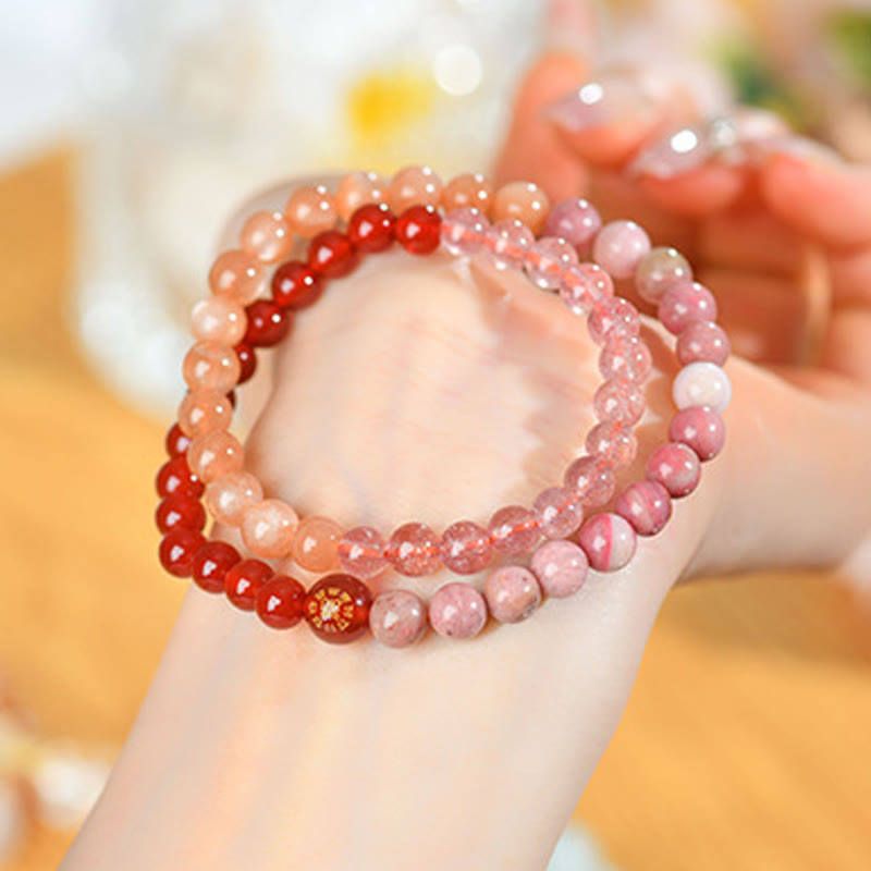 6 mm Fünf-Elemente-Glücksarmband aus weißem Achat für spirituelles Gleichgewicht