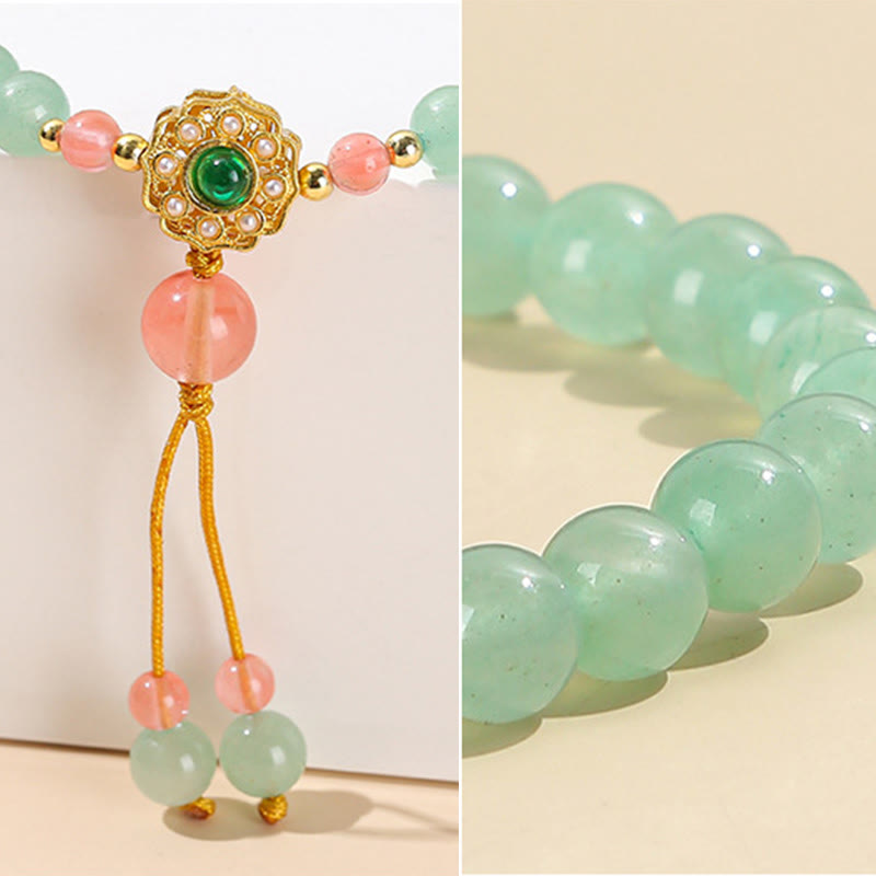 6 mm grünes Aventurin-Glücksperlen-Quastenarmband