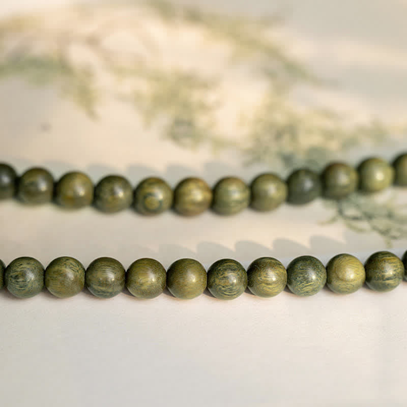 6 mm grünes Sandelholz-Armband mit positivem Frieden