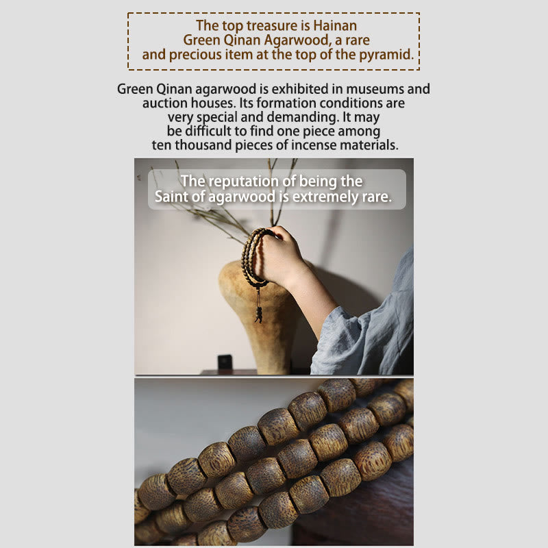 6mm Hainan Green Qinan Agarwood 108 Mala Perlen Armband