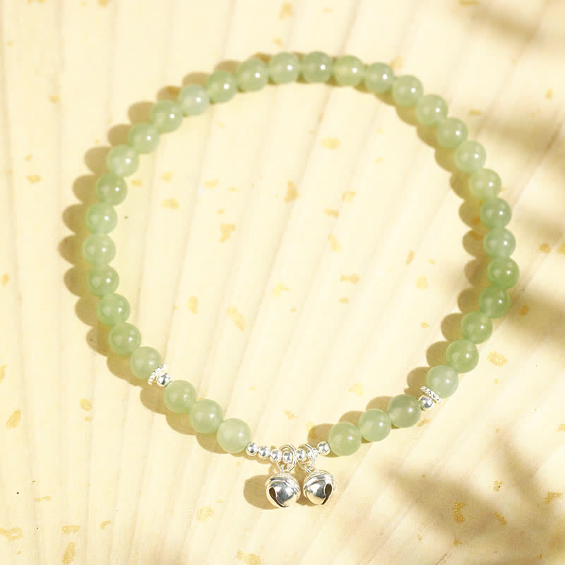 6 mm Hetian Jade Wohlstandsglocken-Fußkettchen für spirituelles Wachstum