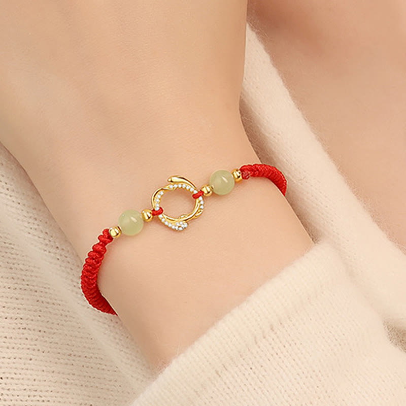 6 mm Hetian Jade Red String Schutzarmband Jahr der Schlange