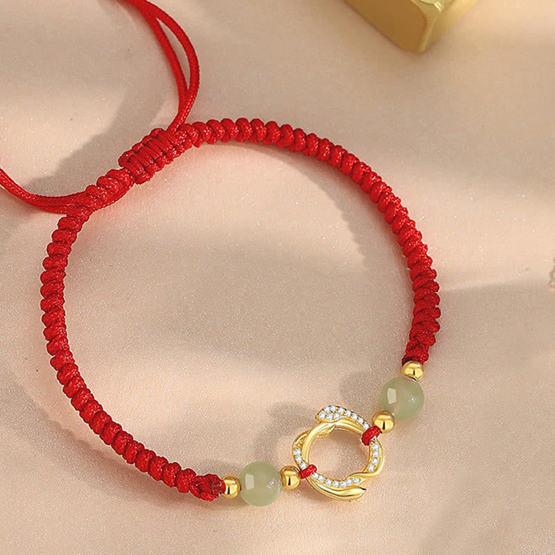 6 mm Hetian Jade Red String Schutzarmband Jahr der Schlange