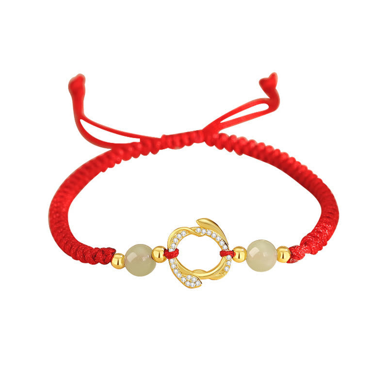 6 mm Hetian Jade Red String Schutzarmband Jahr der Schlange