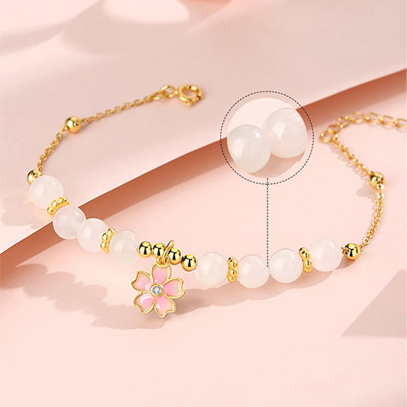 6 mm Schutzarmband aus Hetian-Weiß-Jade in Sterlingsilber